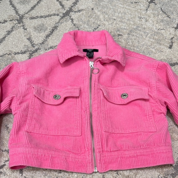 Forever 21 Kids corduroy cropped pink Jacket - Picture 5 of 6